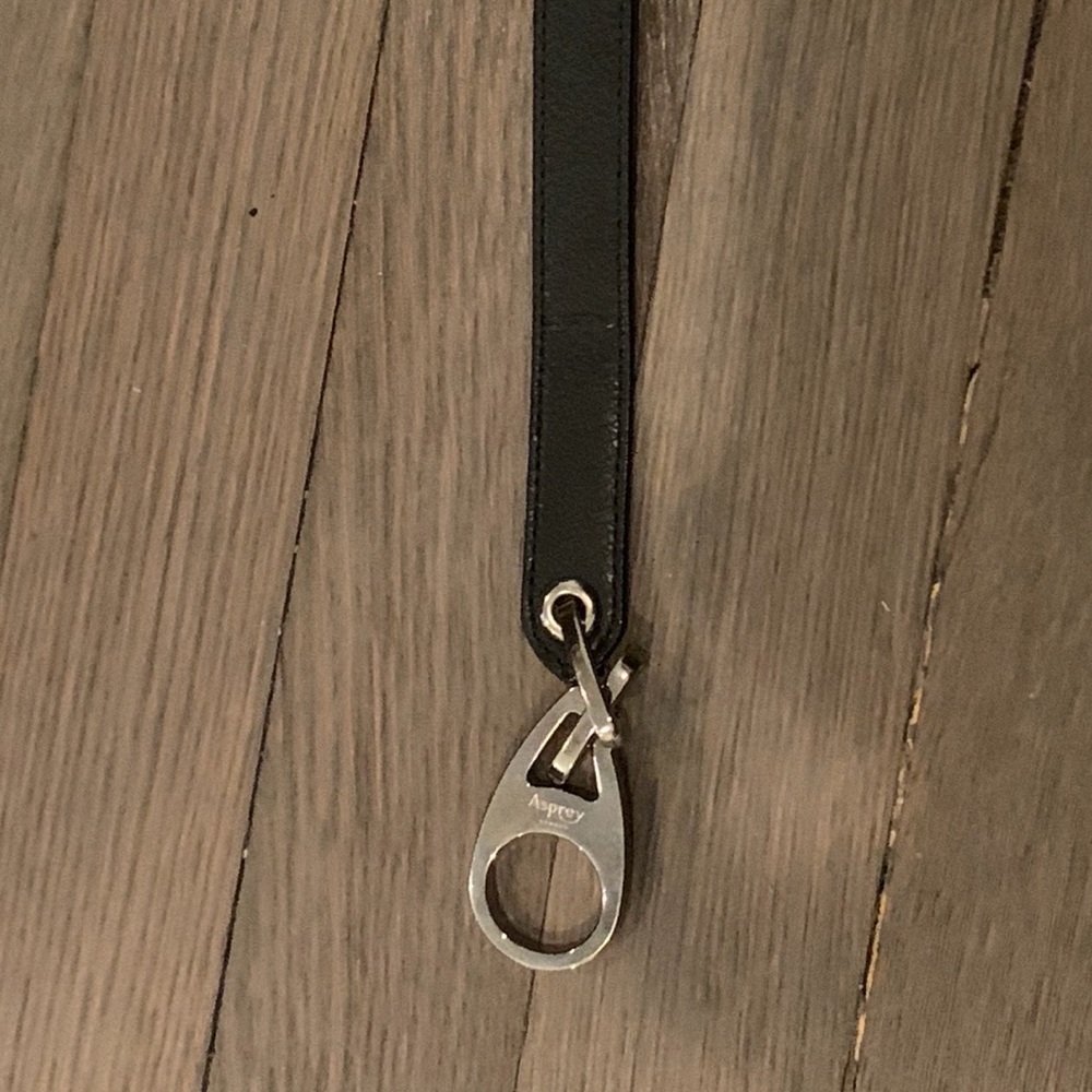 Asprey Black Leather Belt with Silver Buckle